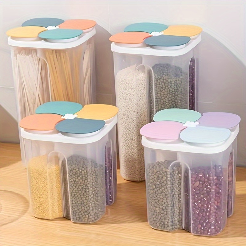 1pc Random Style & Color Wheat Grains Storage Container With Dividers And  Lid, Suitable For Pet Food, Kitchen Dry Goods Storage.