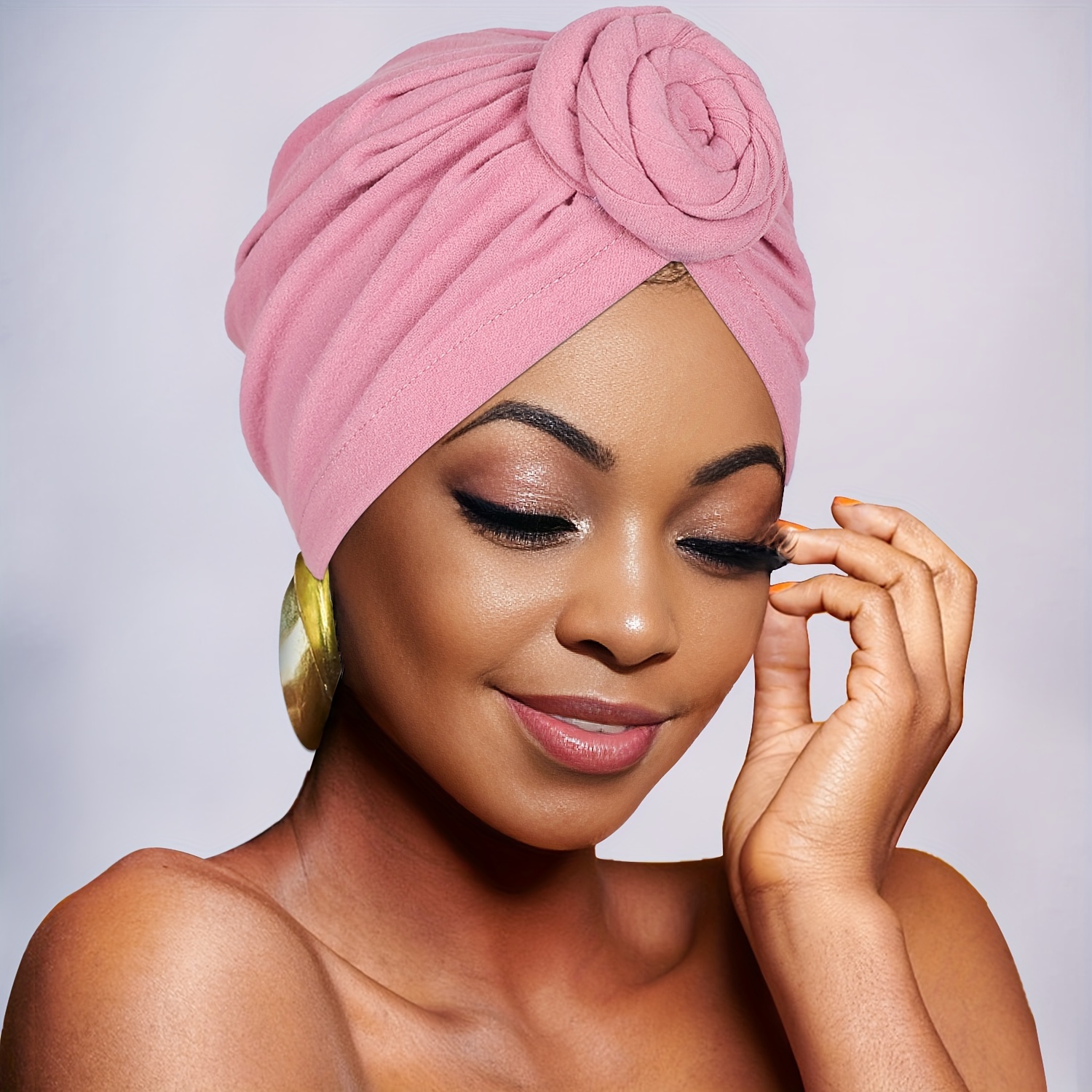 1pc of womens african turbans floral knot pre tied hat brim headscarf