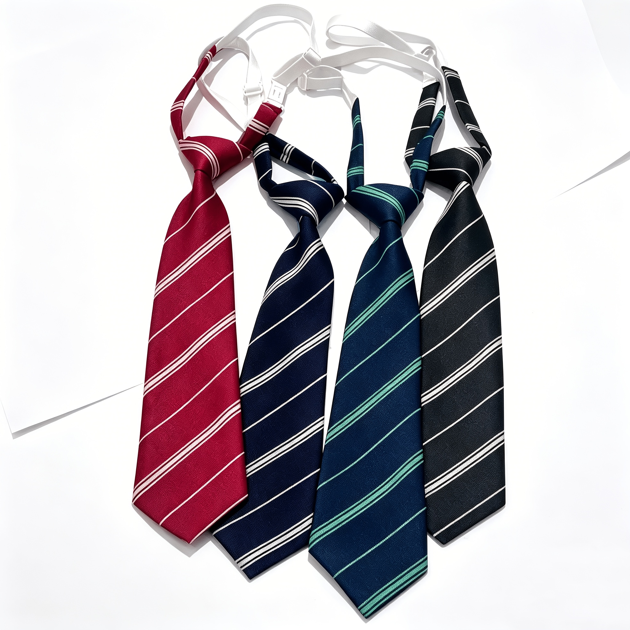 TEMU 4pcs de tenue d'école style à rayures diagonales, uniforme d'académie, cravate pour étudiant, tenue d'école JK, chemise polyvalente, accessoire