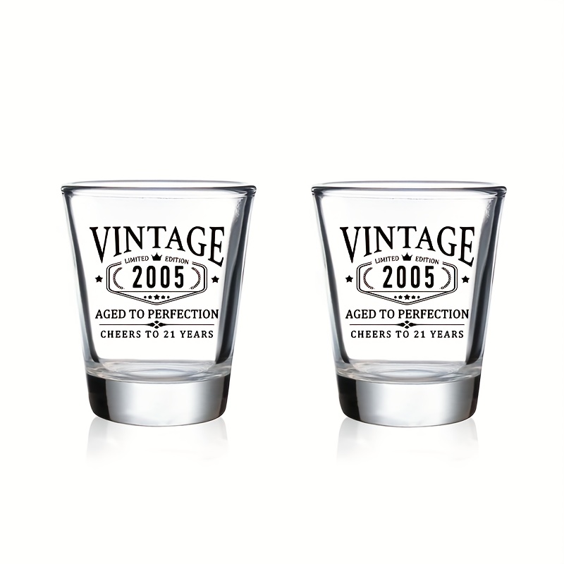 1 2pcs 21st shot glasses birthday gifts for him her vintage 2004 2005 cheers to 21 years   21 party decorations supplies turning 21 bday present for women brother friends