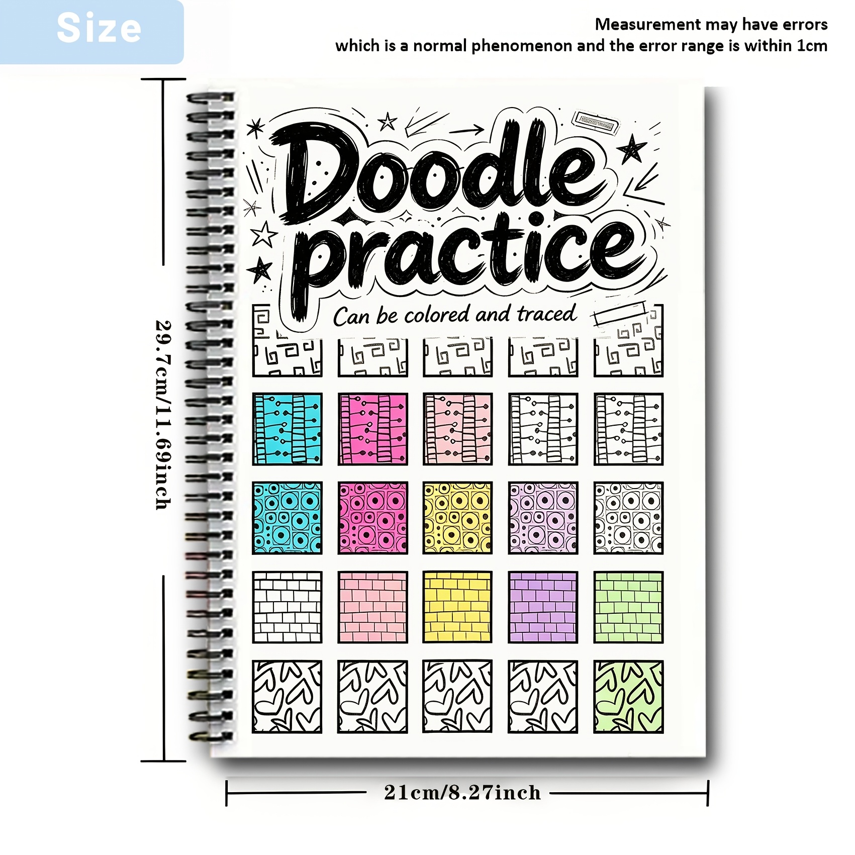 TEMU Painting Art Doodle Coloring Book, Compact Exquisite Zen Basic Patterns, -one Copying, Coloring, And Free Pattern Creation. Mini Block Partition