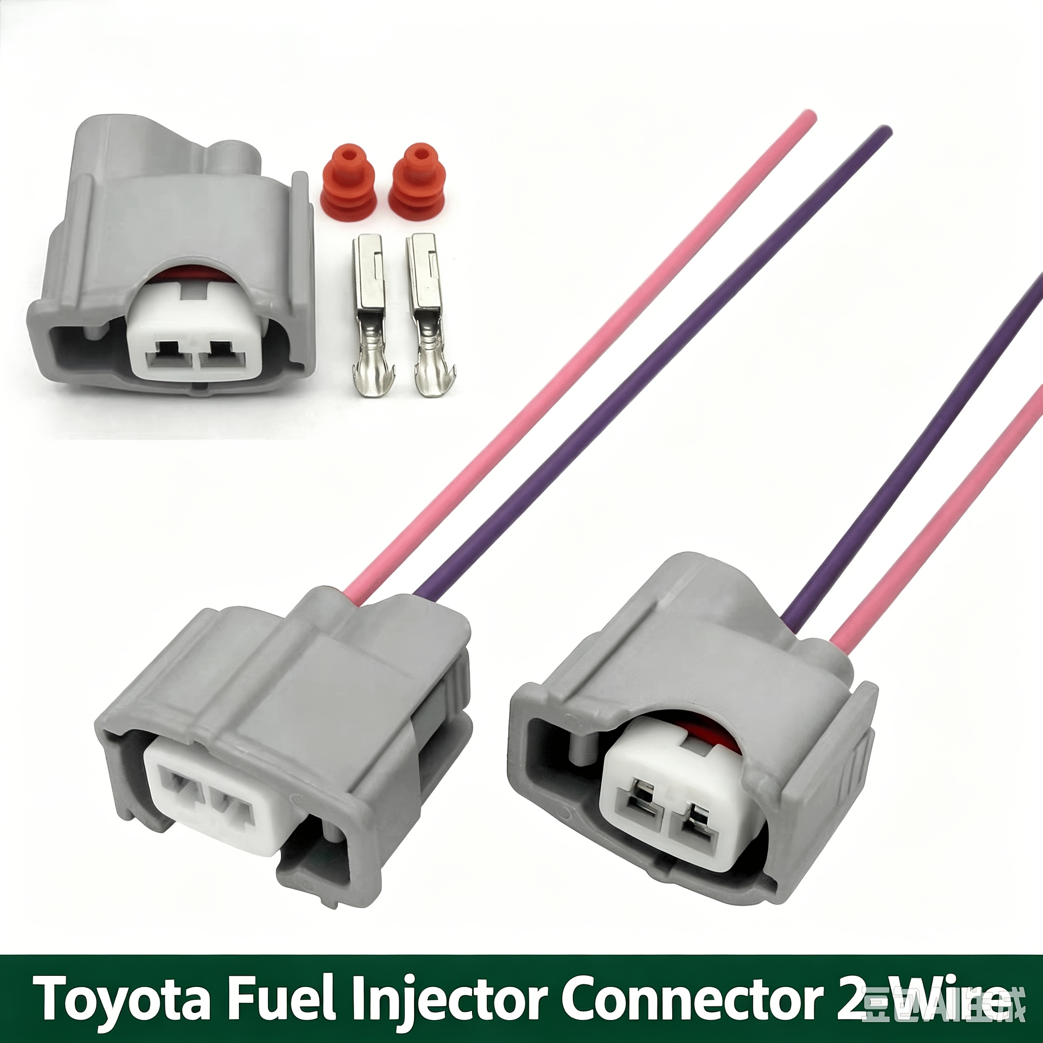 TEMU Juego de 2 piezas de tapón de boquilla de inyector de combustible 90980-11875 para Toyota, conector automotriz DJ7027F-2.2 y arnés de cables,