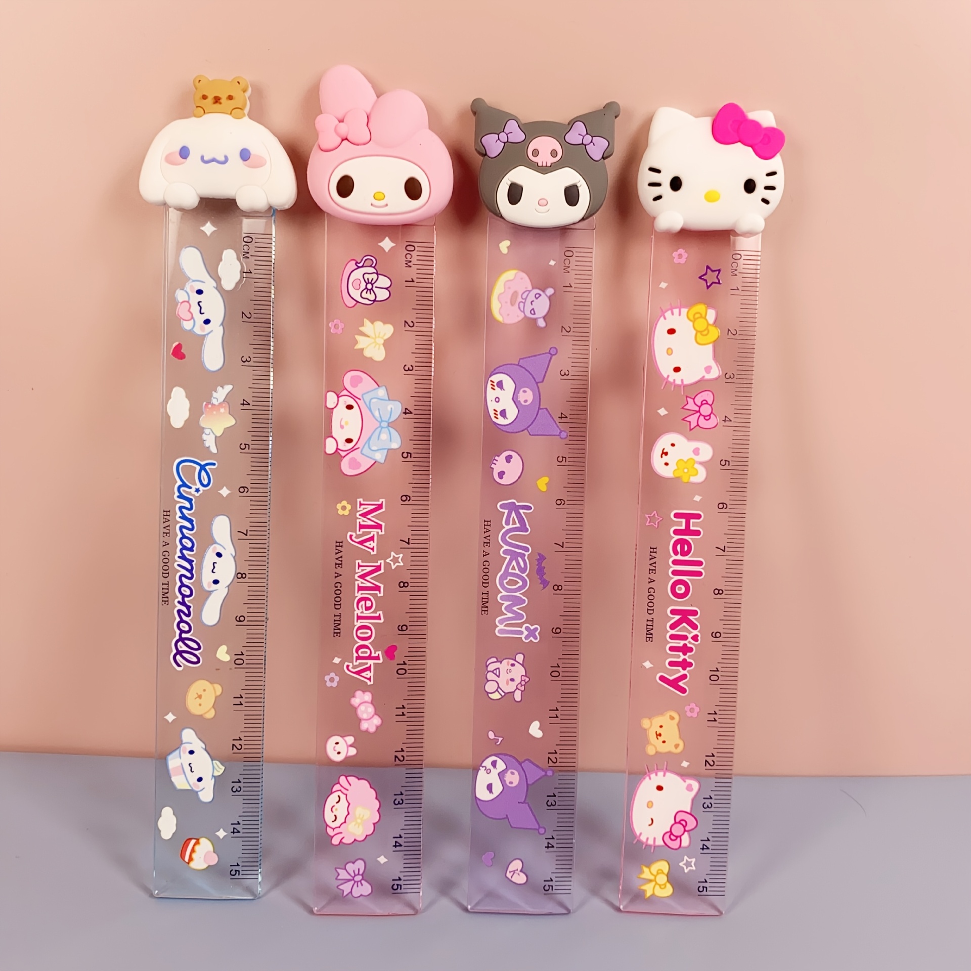 

Set Of 4 Sanrio Character Rulers: .91-inch Plastic Rulers Showcasing Hello Kitty, For Kuromi, - Ideal For School And Office Use