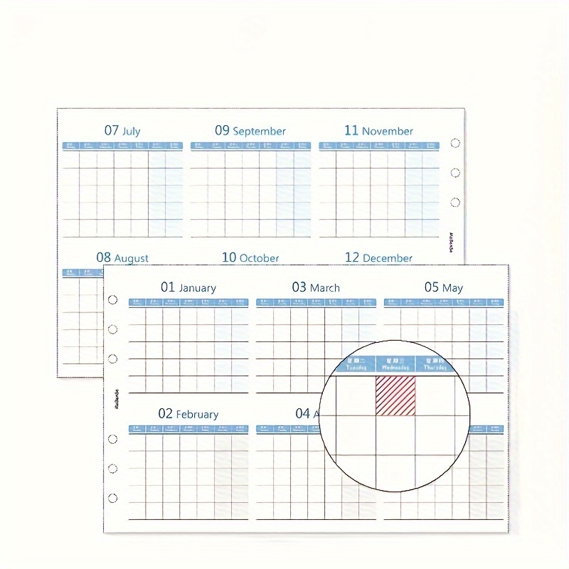 2025 a5/a6 fold insert calendar planner date Temu Greece