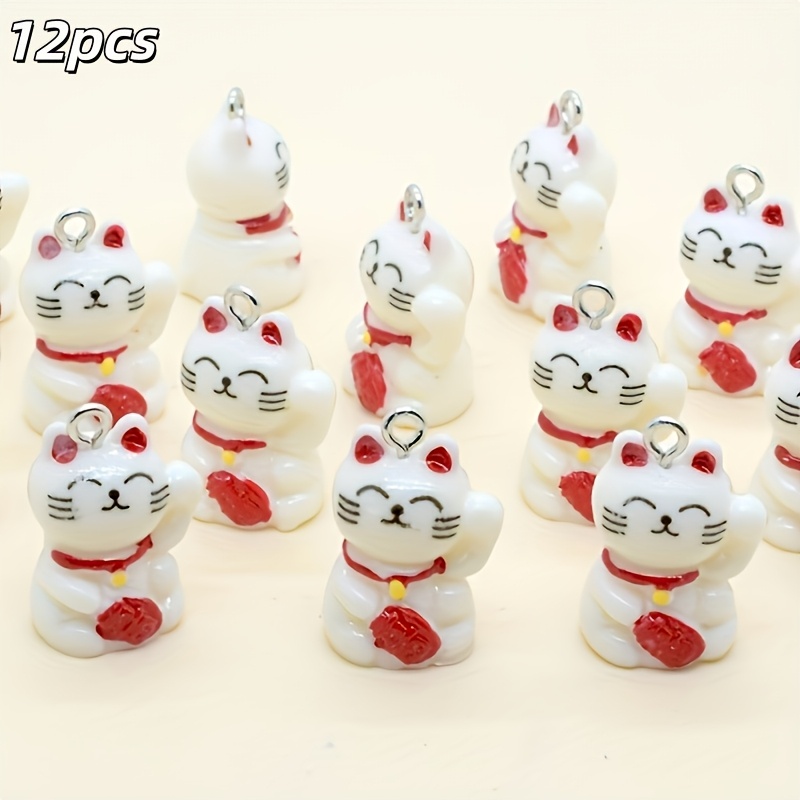 TEMU Lot de 12 mini breloques blanches pour fabrication de bijoux DIY, talismans en résine avec accessoires pour création de