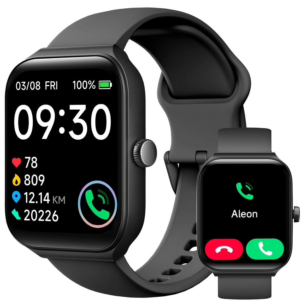 TEMU Montre Connectée Fitness - Écran Tactile HD 1.95", Répondre/ des Appels, Suivi du Sommeil, 100 Modes Sportifs, Tracker de Fitness Fil Compatible