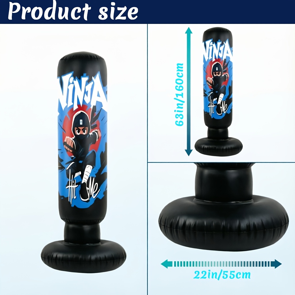 63 inflatable   punching bag heavy duty pvc freestanding boxing column for adults tumbler for home gym stress relief kickboxing     base