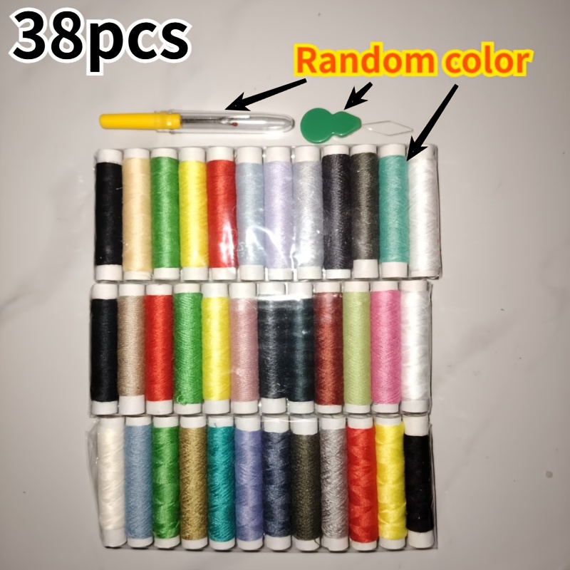 TEMU 38pcs Random Color Sewing Thread Set (36 Rolls Thread And Threader) | . 1800cm/708inch Thread Length Per Roll | Vibrant And Durable Polyester