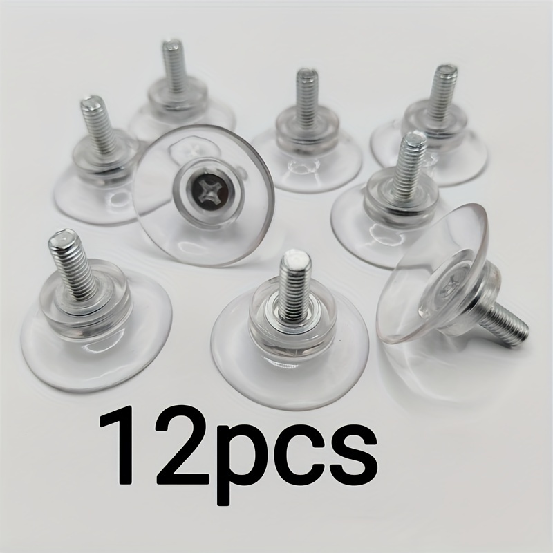 Image of 12pcs Screw Suction Cups, Adjustable Feet, Pvc Super Suction Transparent Suction Cups, Suitable For Glass , Transparent Furniture Pad Replacement Parts, Furniture Foot Pads
