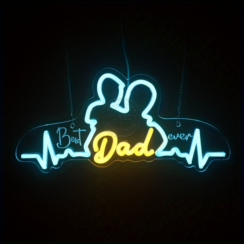best dad neon licht, vater neon schild, usb-betrieben, 10 helligkeitsstufen einstellbar, einfach zu installierendes wandmontage-design mit schaltersteuerung,   als geschenk für väter, geburtstagsgeschenke für papa, heim- und partydekorationen