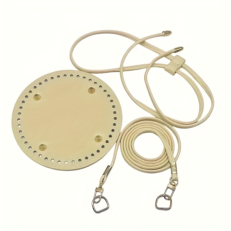 TEMU 5pcs/set 15cm Round Bottom + Shoulder Strap + Drawstring + 2 D-rings Handmade Additions Set Bucket Bag Handbag Making Additions, Wallet Making,