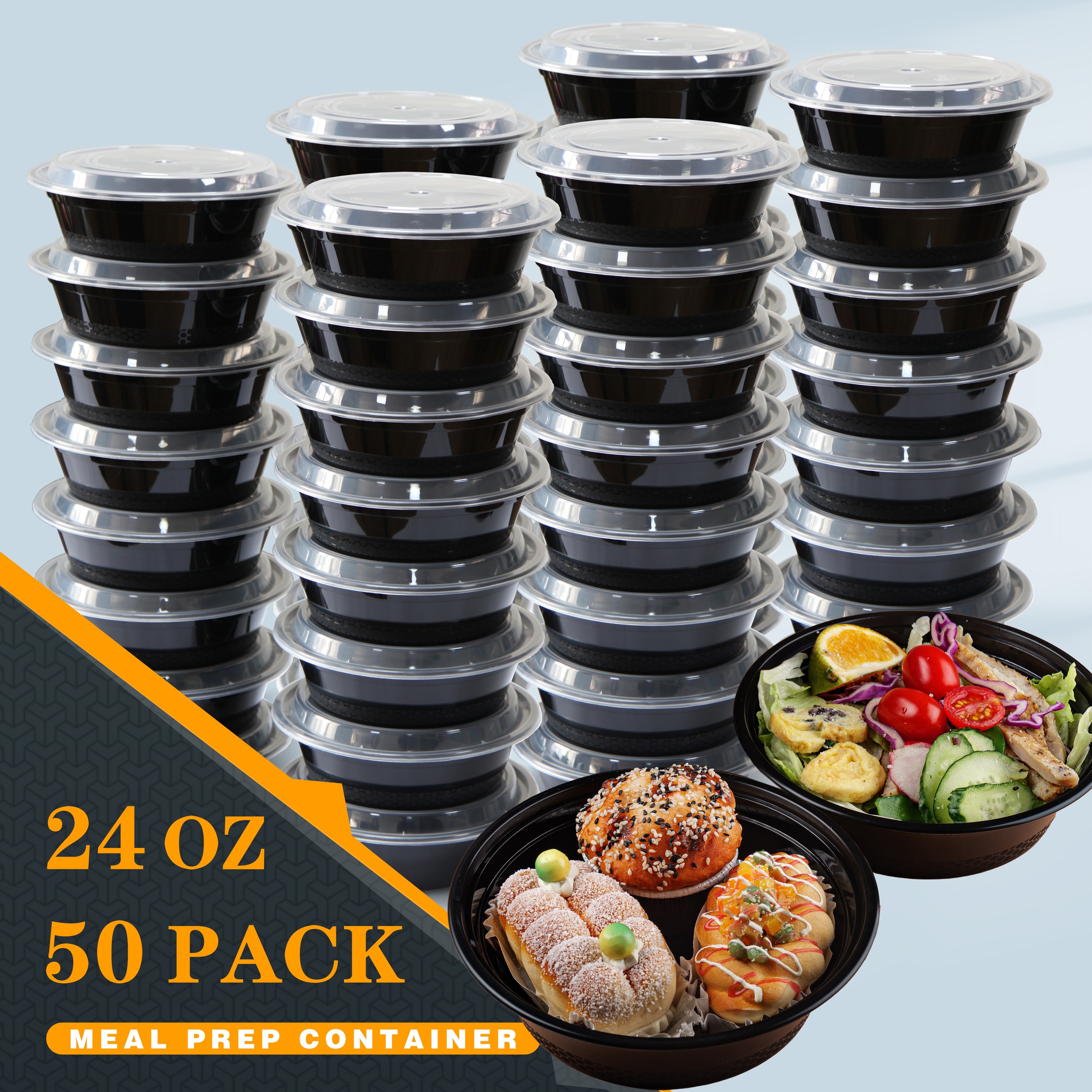 

50pack 24oz Round - Container, Plastic , Disposable Container, , -, Bpa-free, & Dishwasher & Safe, , Day, Christmas, Halloween