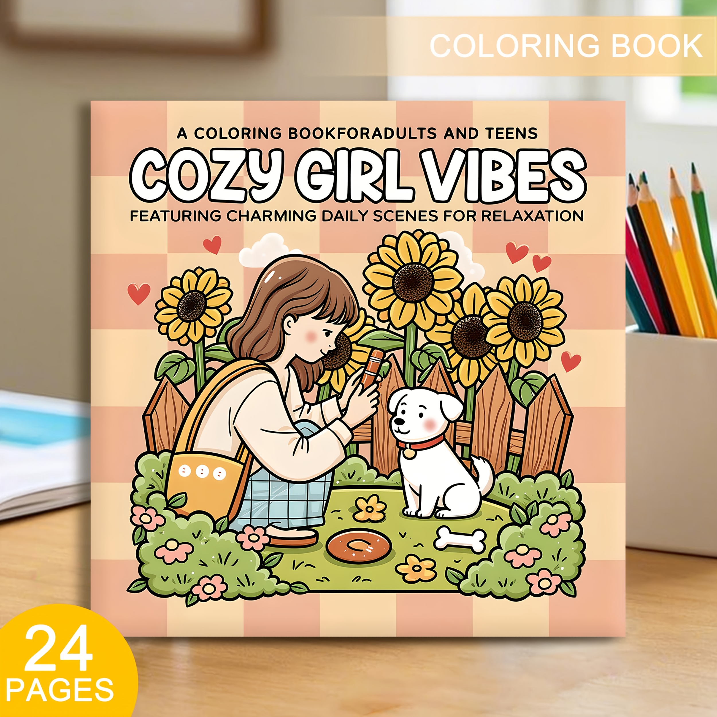 Image of Adult Coloring Book With Original , 24 Single-sided Printed Pages, 1 Book - Girl Moments Daily Adult Drawing - For Easter, Halloween, Christmas, Etc.