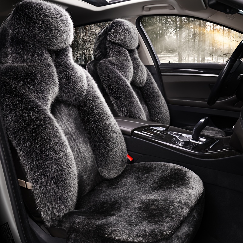 Front Row Single Seat, Luxury Elegant Full-Cover Artificial Fur Long-Pile Winter Car Seat Cover – Soft, Comfortable & Warm, Suitable for Most Cars, Interior Decoration Accessory, Fluffy Car Seat Covers, Car Cushion Seat, Car Covers Seat Full Set, Car