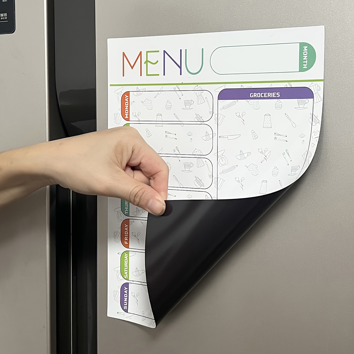 

Magnetic Erasable Whiteboard Fridge Sticker - Weekly Planner & Organizer With Grocery List, Meal Plan, And To-do Sections For Kitchen Refrigerator