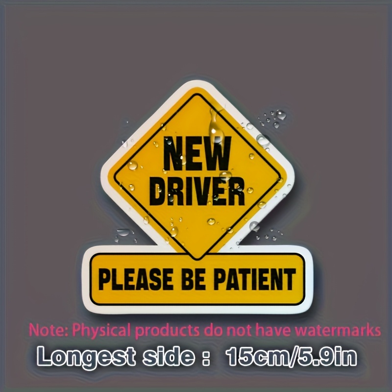 TEMU New Driver Please " Vinyl Decal - Humorous & Inspirational, Bumper Stickers, Laptops, Water Bottles, And Smooth , Durable & , Vehicle Stickers,