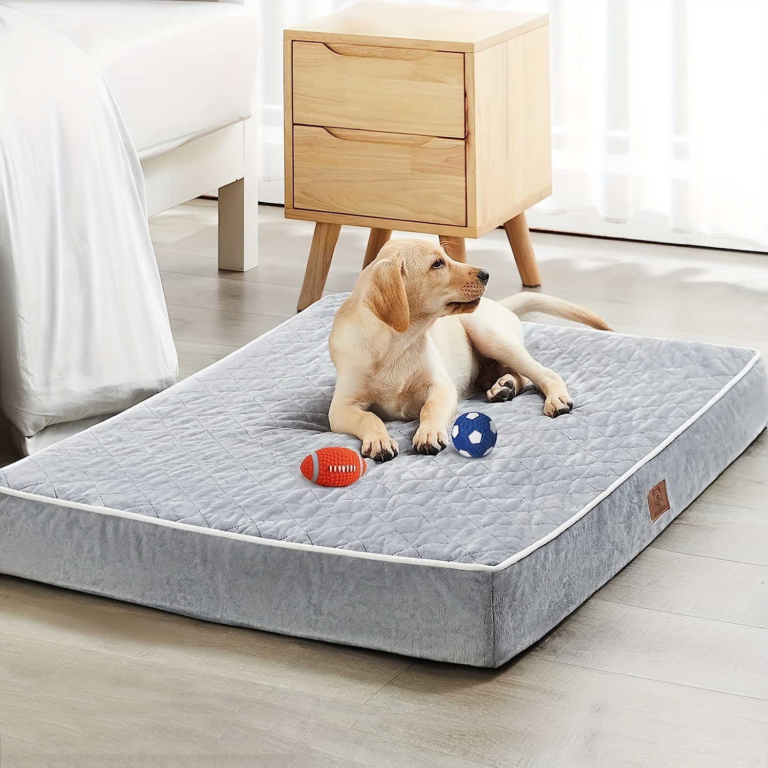 

Wnpethome Orthopedic Dog Bed, Extra Large Waterproof Pet Mat With Removable Washable Cover & Anti-slip Bottom, Stain Resistant Memory Foam Crate Bed For Large Dogs, Large Dog Bed