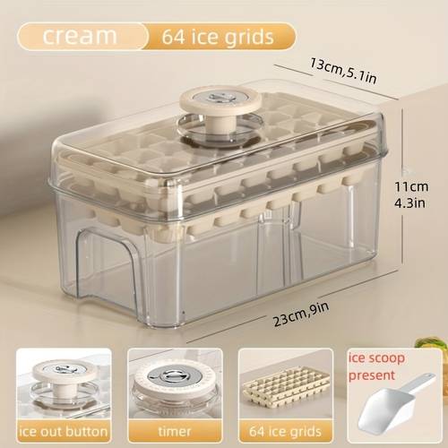 1pc new push type ice taking double layer 64 grid ice tray ice box refrigerator cube of ice artifact mold homemade with lid household sealed food grade