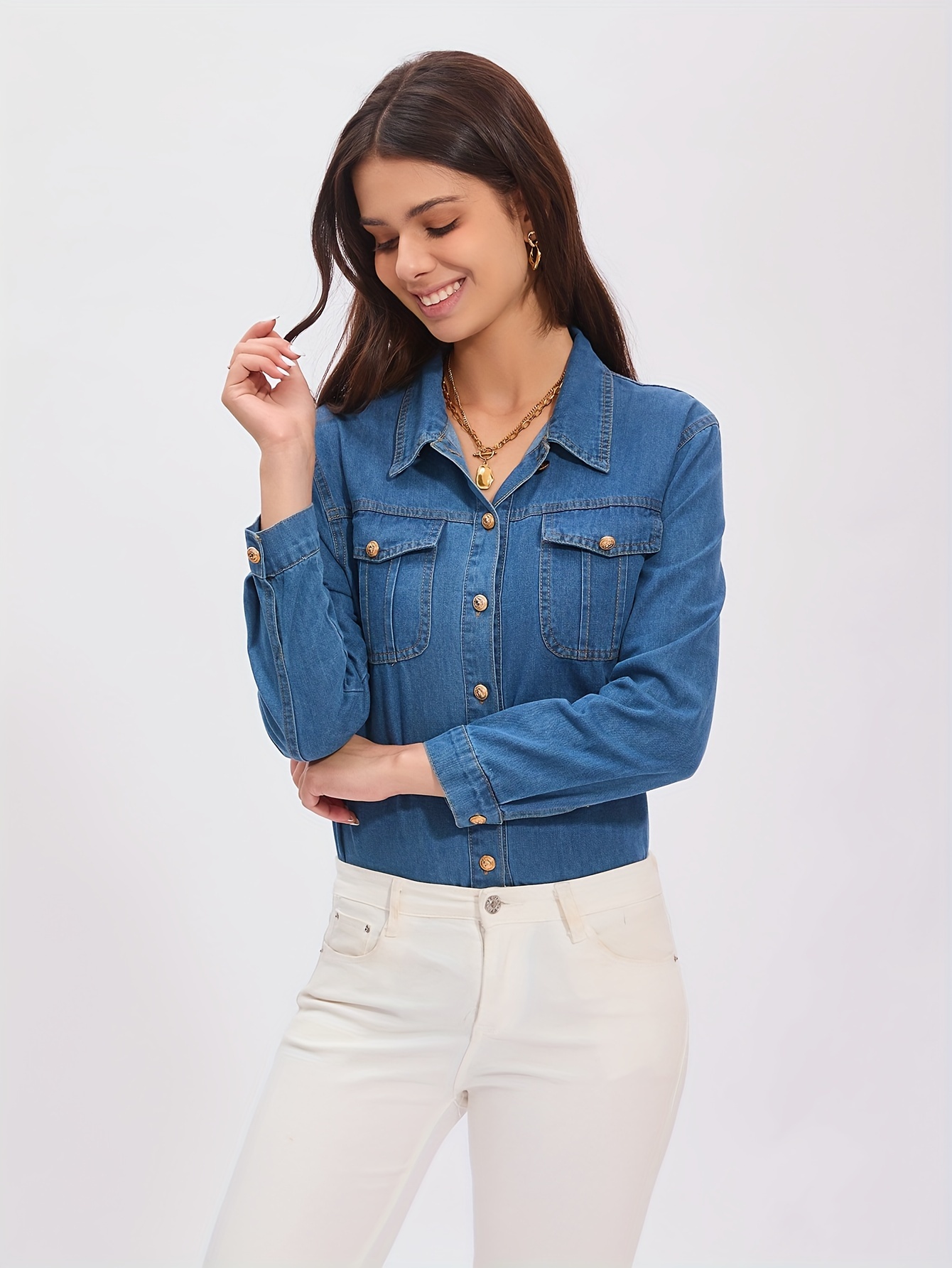 Camisa Jeans Mujer Temu