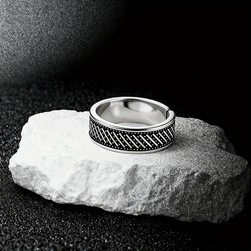 E-shop Herren Retro alter Ring, kreativer Hip-Hop-Stil Ring, mikroverstellbare Größe, modischer Schmuck, geeignet für Partys oder Feste, Hochzeiten,
