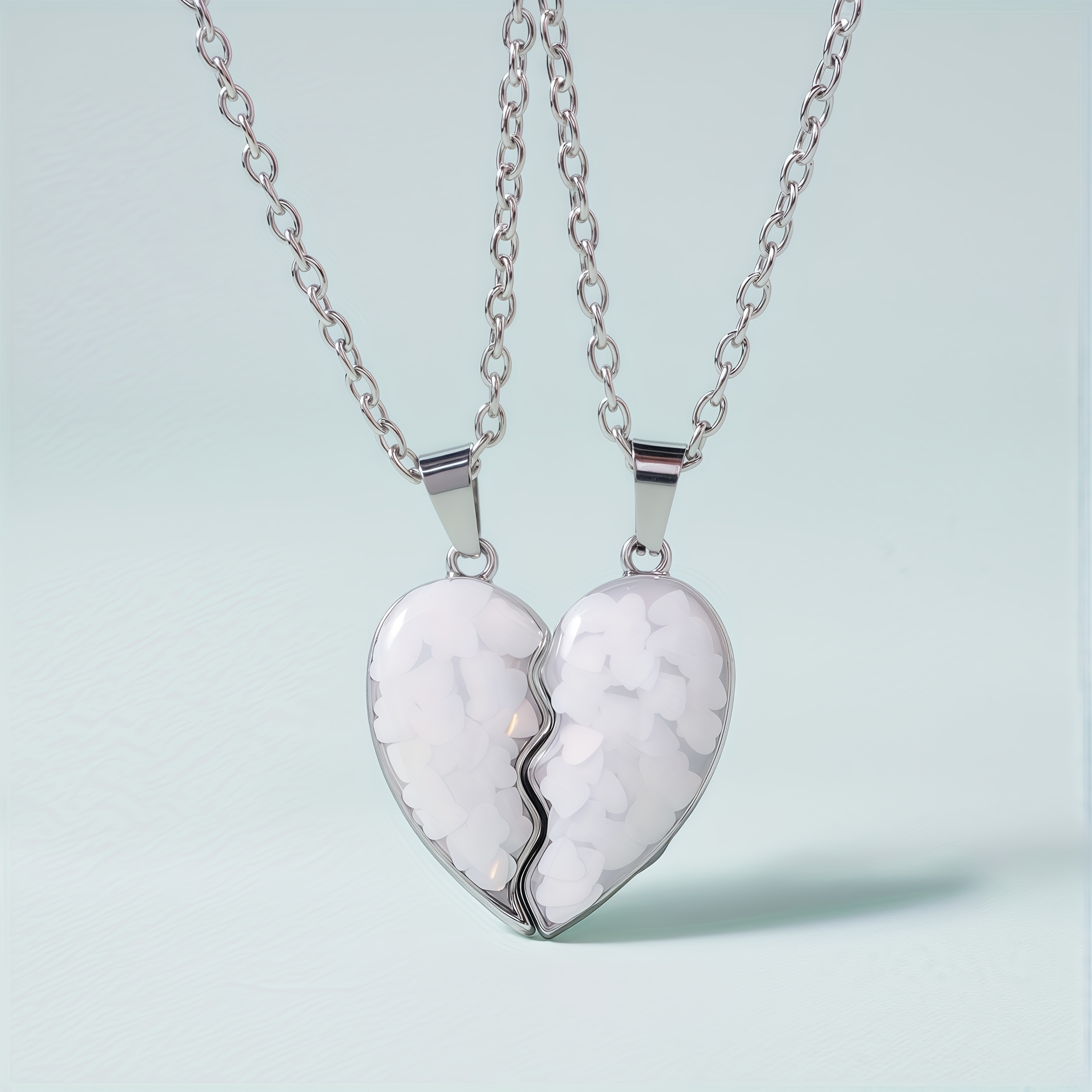 Heart-Shaped Pendant Necklace Set for BFFs and Couples