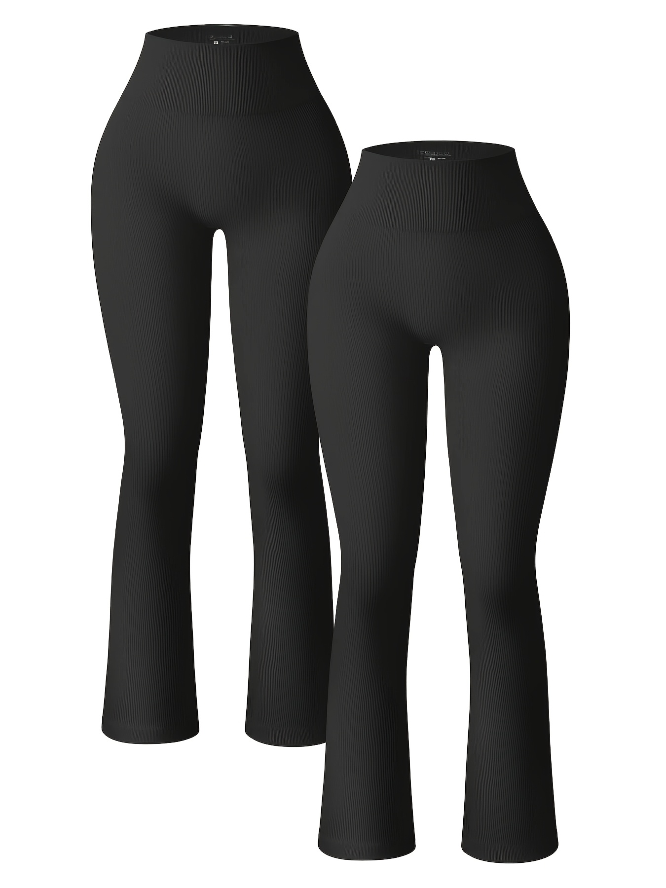 2pcs High Waisted Ribbed Flare Leggings