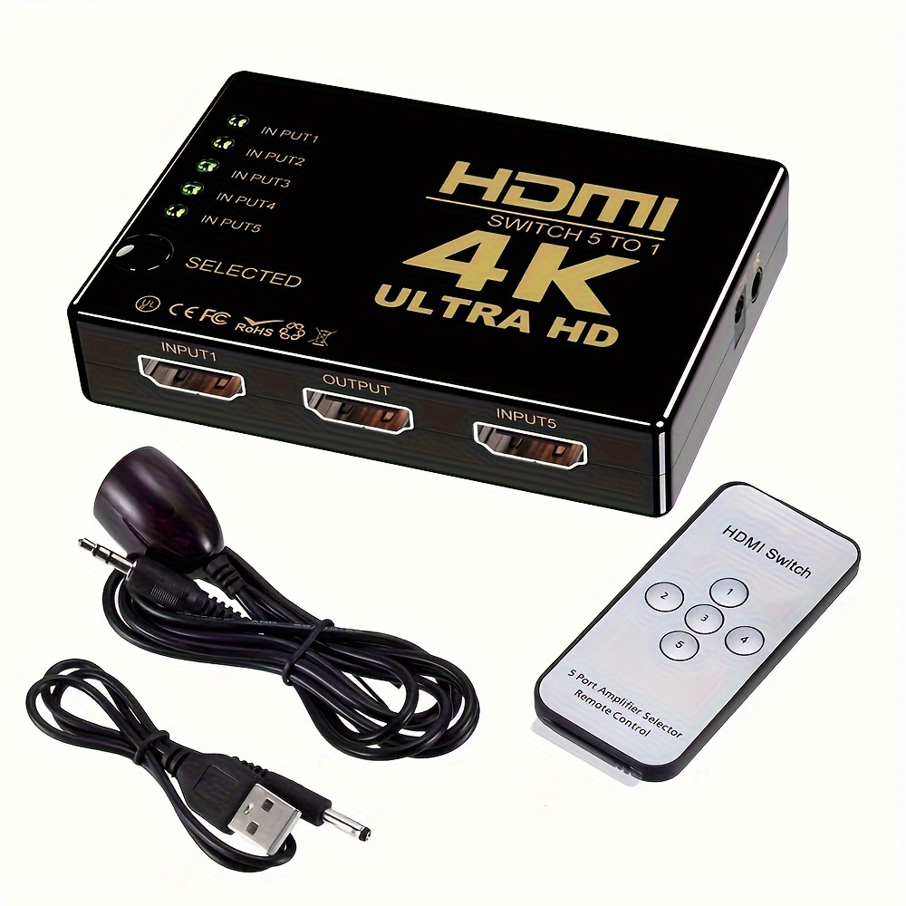 Conmutador HDMI 4K, salida 3 en 1 compatible con PS3, PS4, TV-Box, ROKU 4,  Apple TV, etc. oso de fresa Electrónica