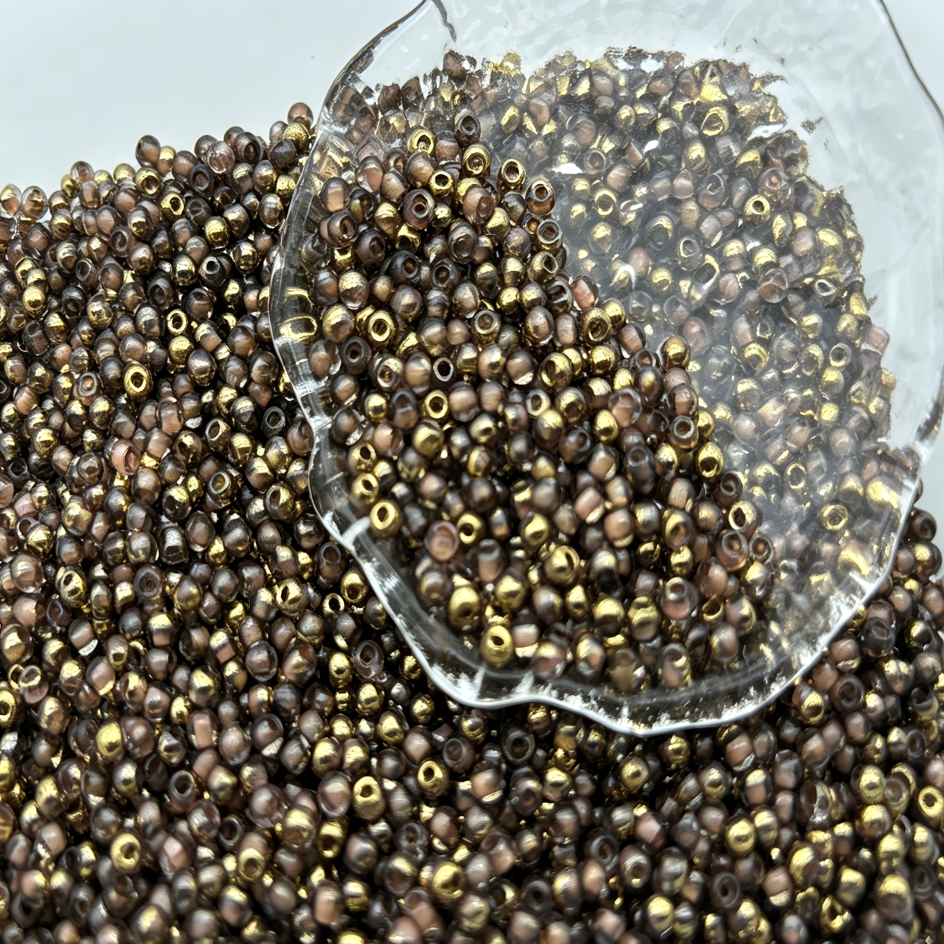 380pcs Half-Golden Artificial Jade Beads, Round Spacer Beads