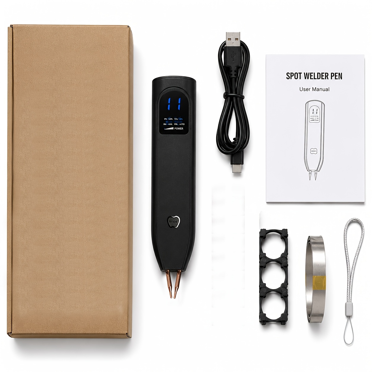 TEMU Battery Spot Welder, Handheld Portable Spot Welding Pen Built-in Battery Pure Electrodes Adjustable For Battery Pack Assembly Industrial Diy