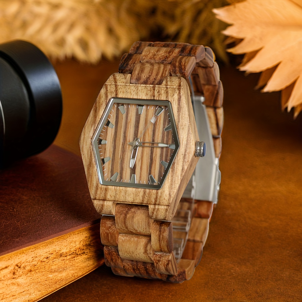 Image of Elegant Wooden Quartz Watch For Women, Unique Wooden Watch With Wooden Strap, Holiday Gifts