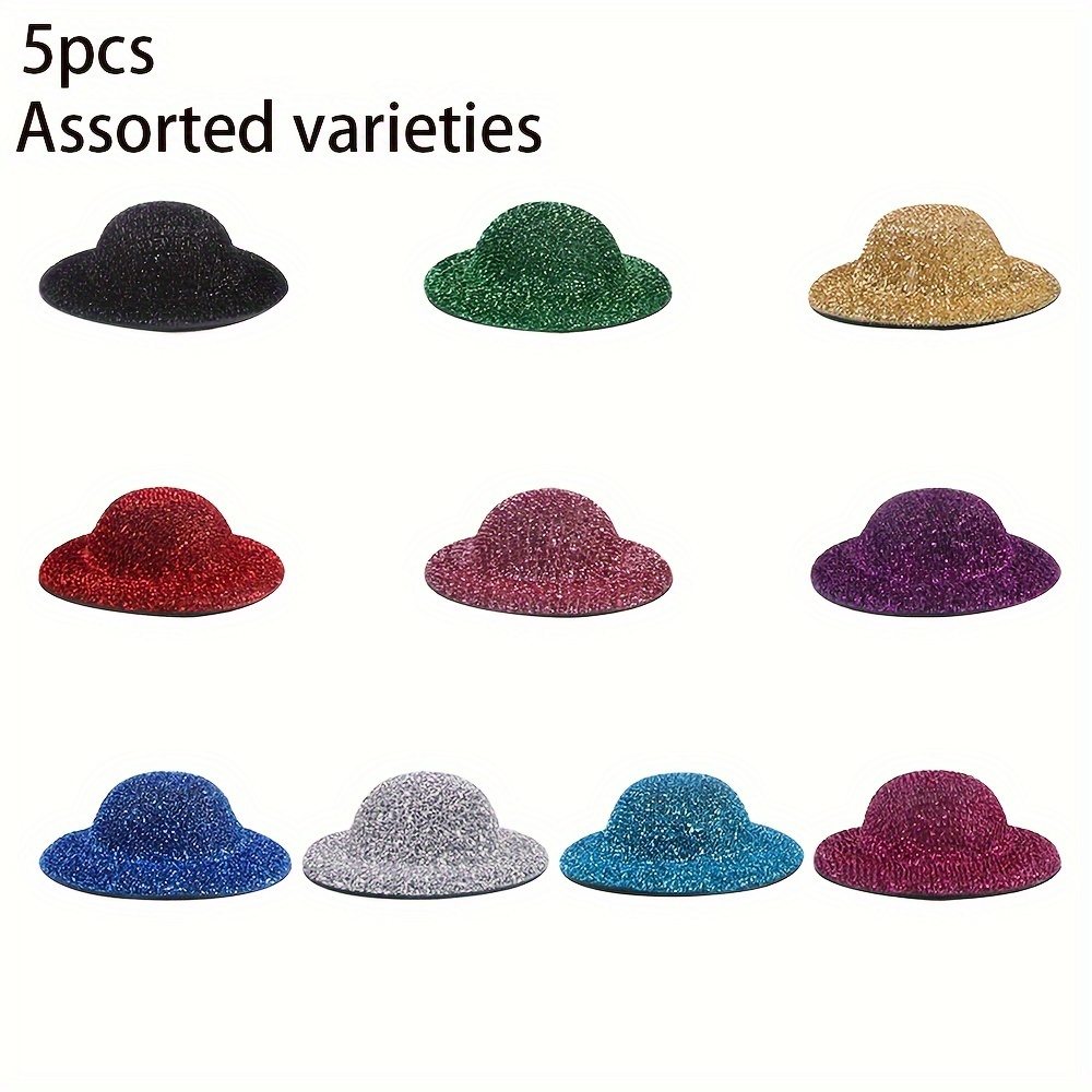 Aogue 5pcs 3.5cm/1.4in Christmas And Valentine's Day Color-random Fine Round Hats Holiday Decorative Hats
