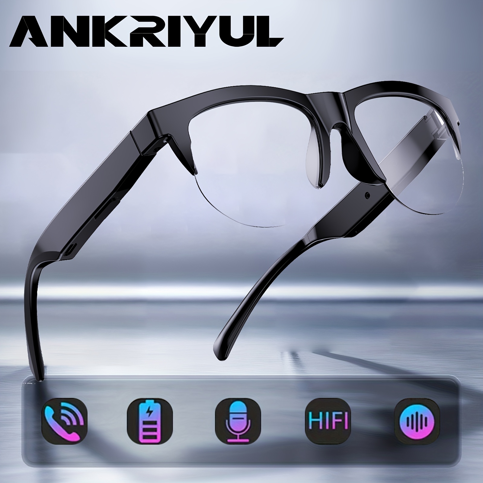 wireless glasses 2in 1 glasses earphone wireless stereo headset with mic for calling music