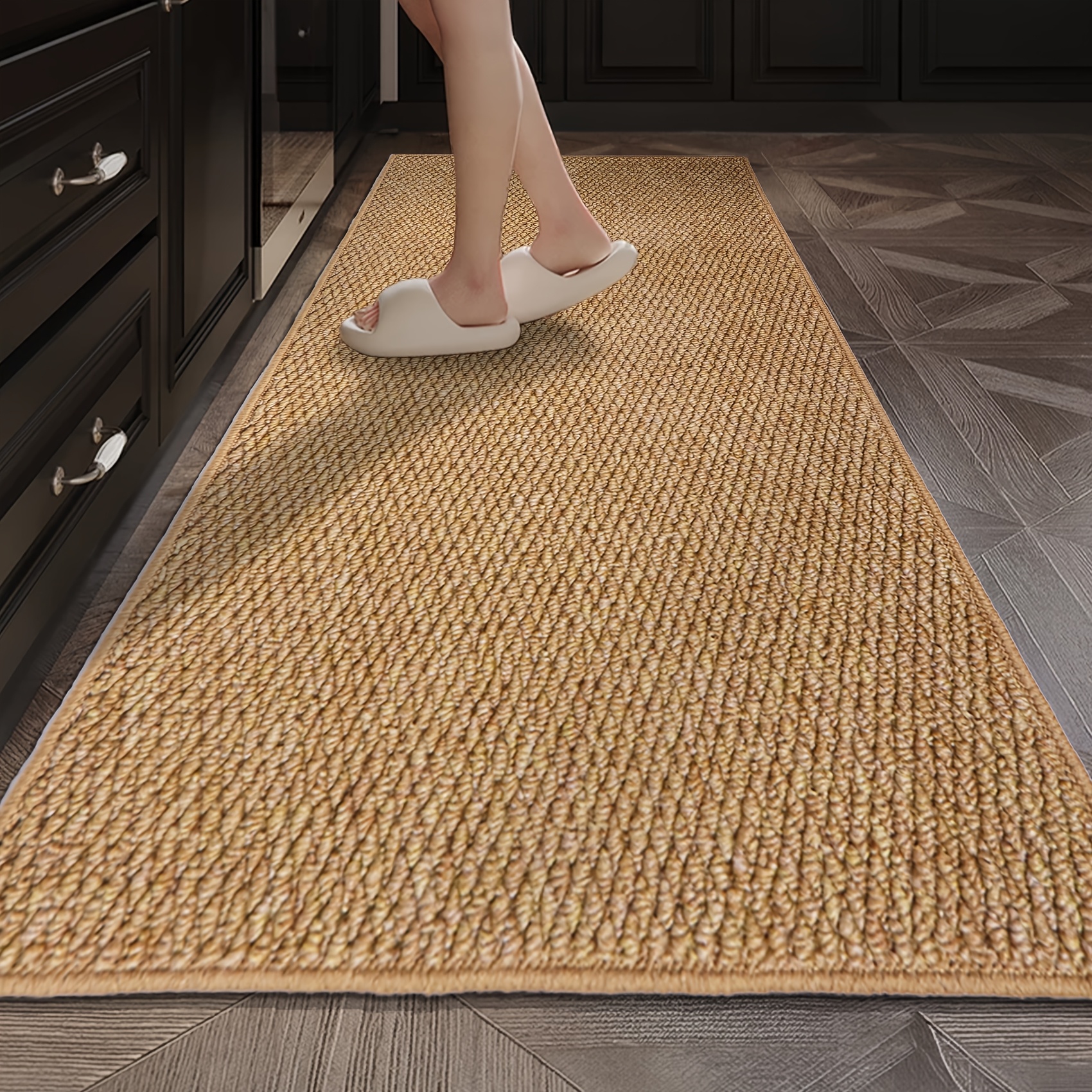 1pc suitable for rooms jute style pineapple rug thick non slip tpr backing pp mat machine washable suitable for living room kitchen bathroom entryway minimalist   for doorway bedroom