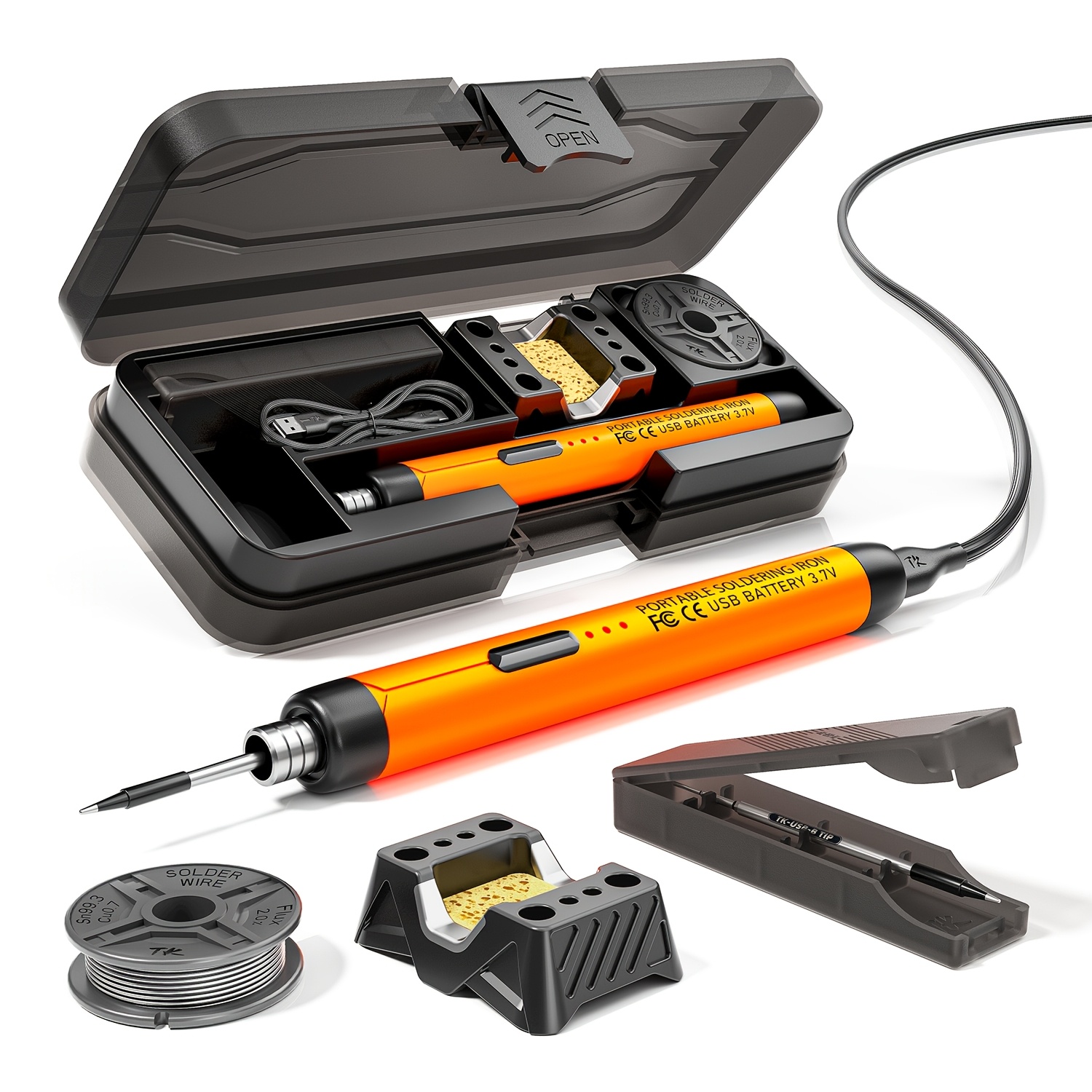 TEMU Saldatore USB/Wireless, Controllo a 3 Velocit�, con Saldatura, Staffa e Scatola di Immagazzinaggio