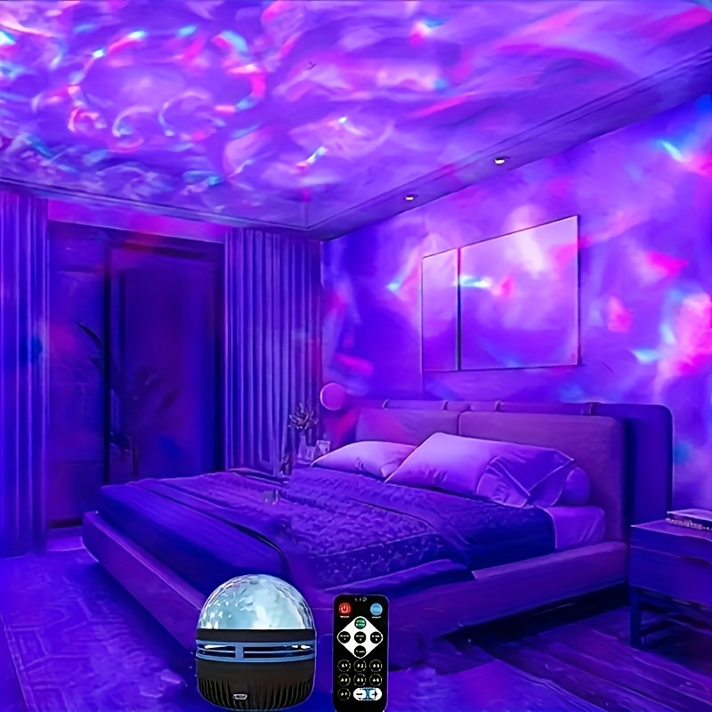 led projector 2 in 1 northern lights ocean wave night lamp with remote 14 vibrant effects powered via supplied cable ideal for bedroom game room home theater decor   relaxation details 2