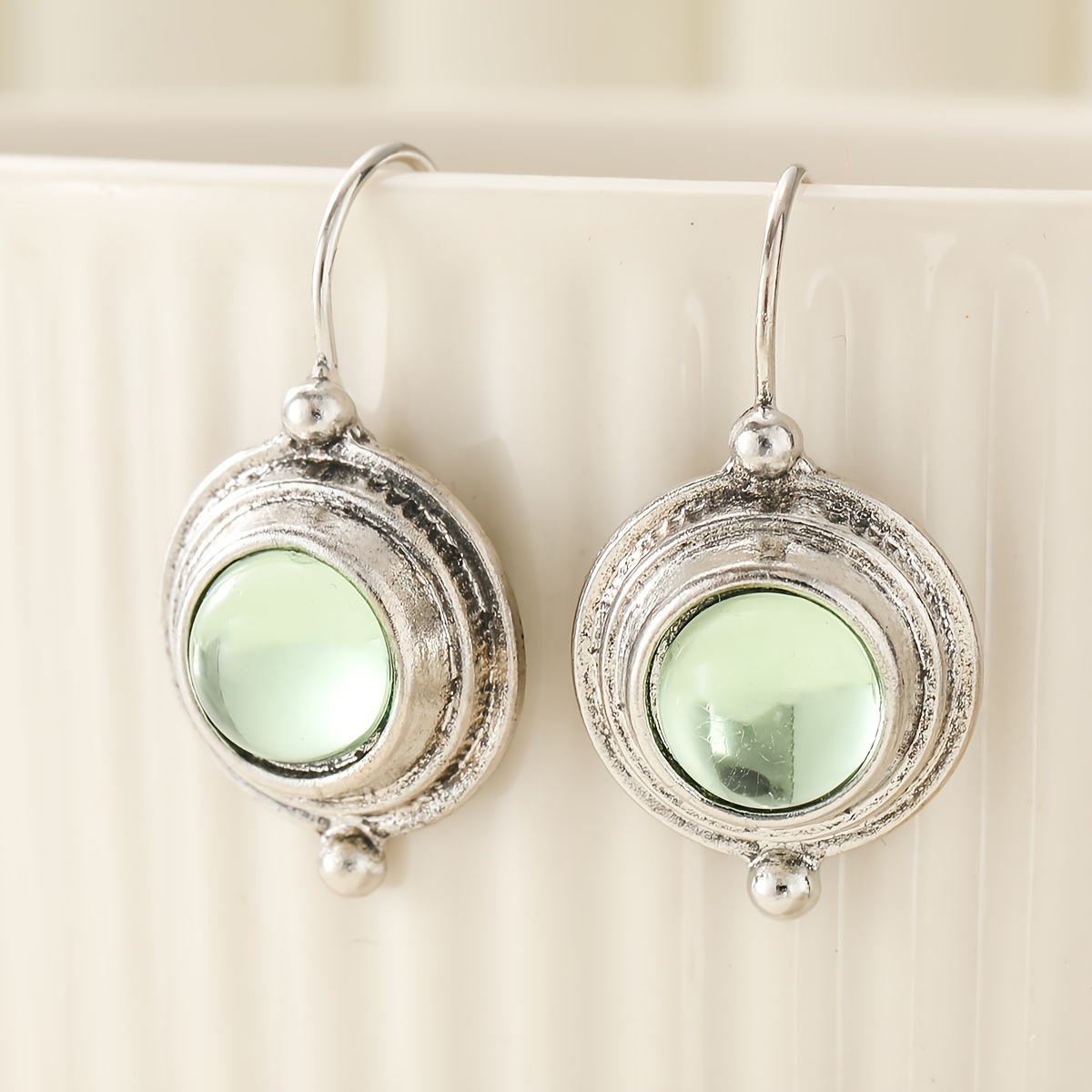 Women's Bohemian Ethnic Distressed Raw Stone Pendant Earrings
