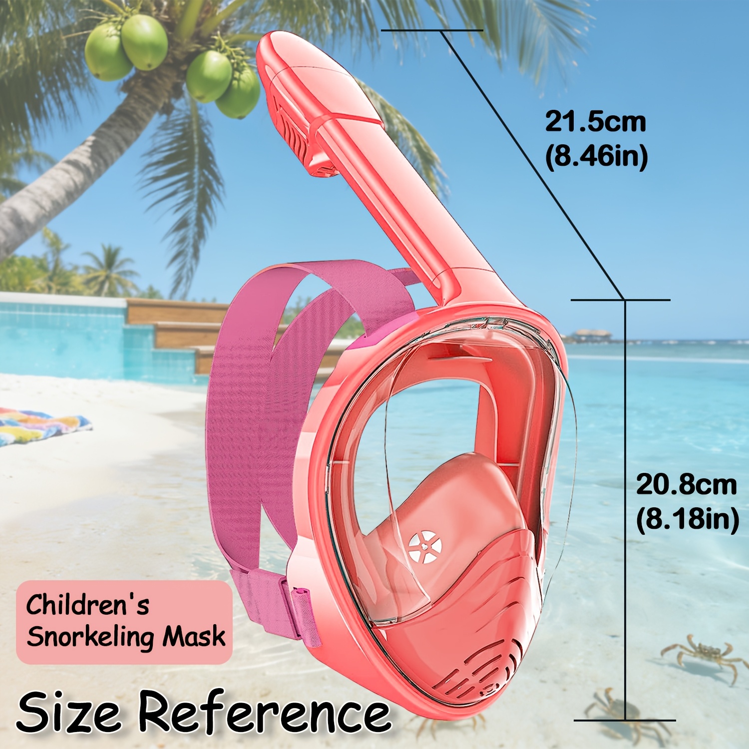 1 Kids Full Face Snorkeling Mask | Snorkeling Gear with Camera Mount, 180-Degree Panoramic View, Anti-Fog and Anti-Leakage, Suitable for Boys and Girls, Mixed Color, BOKEFA Brand