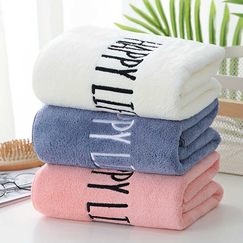 

Ultra-soft Coral Fleece Embroidered Letter Hand Towel - 11.8" X 27.55" | Highly Absorbent, Lint-free For Men & Women