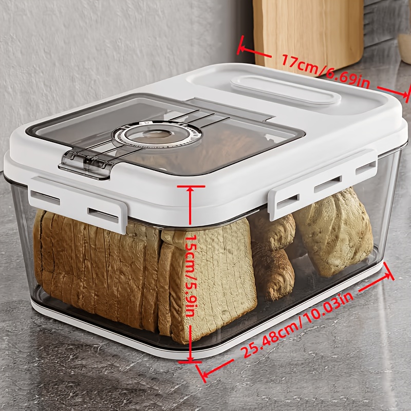 TEMU Airtight Bread Box, Large Sealed Food Storage Container For Kitchen Countertop, Time Recording Bread Keeper With Lid, Household Bread Fresh Box,