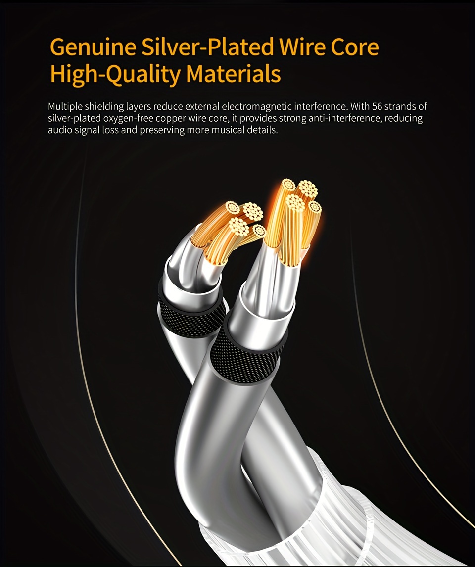 kz type plated wire type c data cable oxygen free copper dual pin plug hifi earphone cable Product details 4