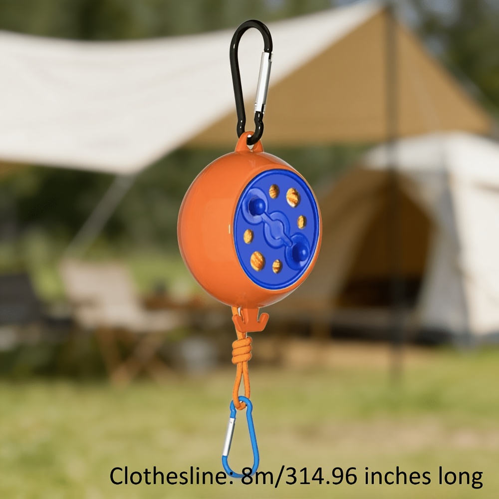 TEMU 1 Durable Portable Travel Clothesline With Metal Hooks And Rotating Storage Design | Anti And Strong Load-bearing Capacity - Adjustable 8-meter