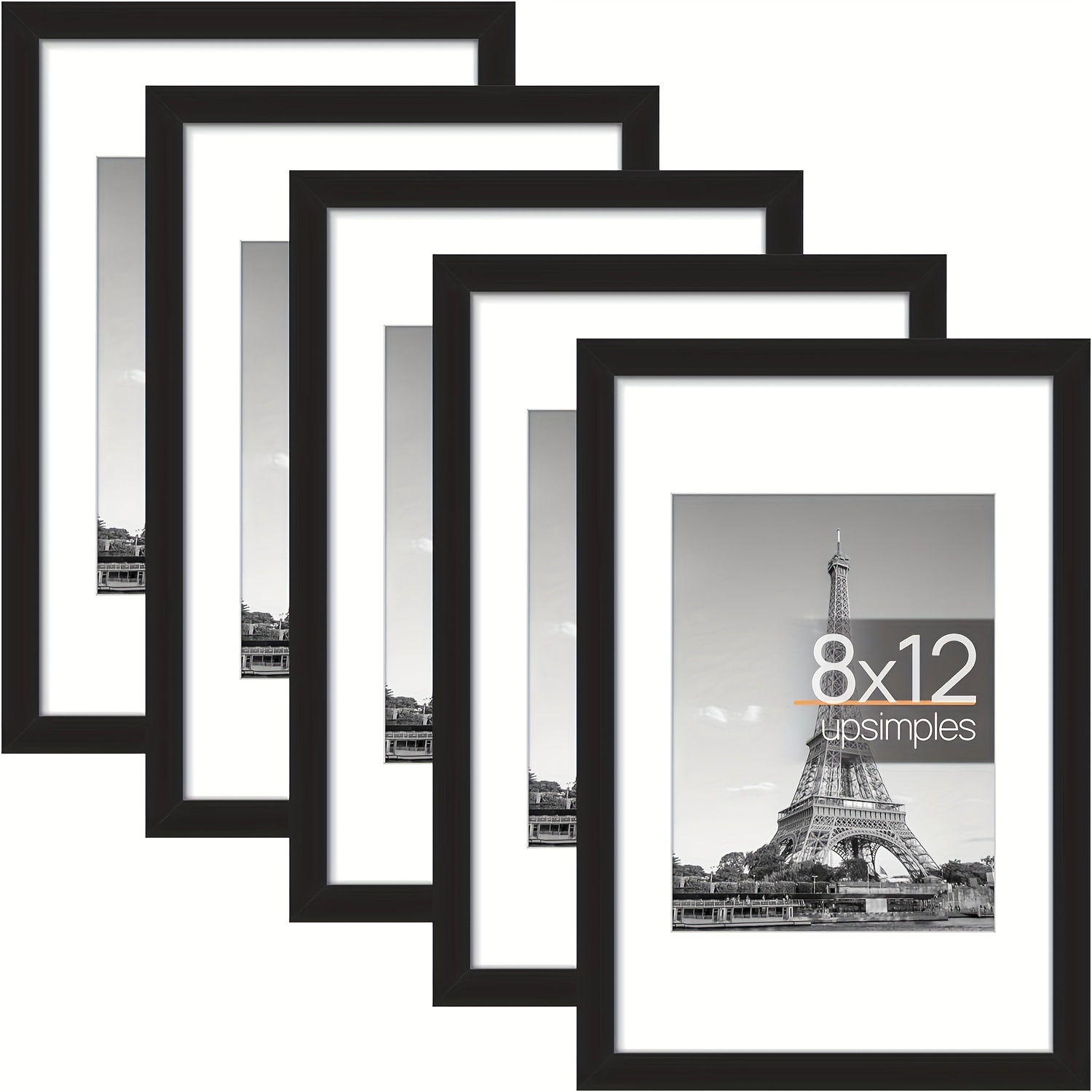 

5pcs Vertical Oblong Picture Frames, 8x12 Inch Display For 6x8 Or 8x12 Inch Photos With Mat, Wall Gallery Photo Frames - No Electricity Needed, Home | Display Options | Frame, Pictures Wall Decor