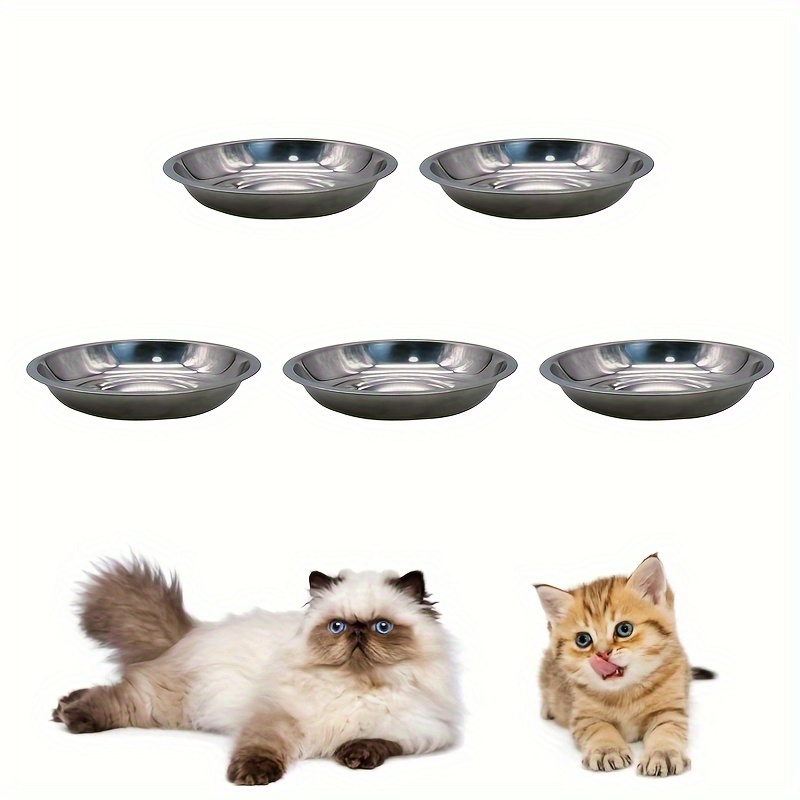 

5pcs Stainless Steel Cat Bowls, Whisker Friendly Cat Plates Pet Water Dishes, Shallow Kitten Bowls Pet Bowls