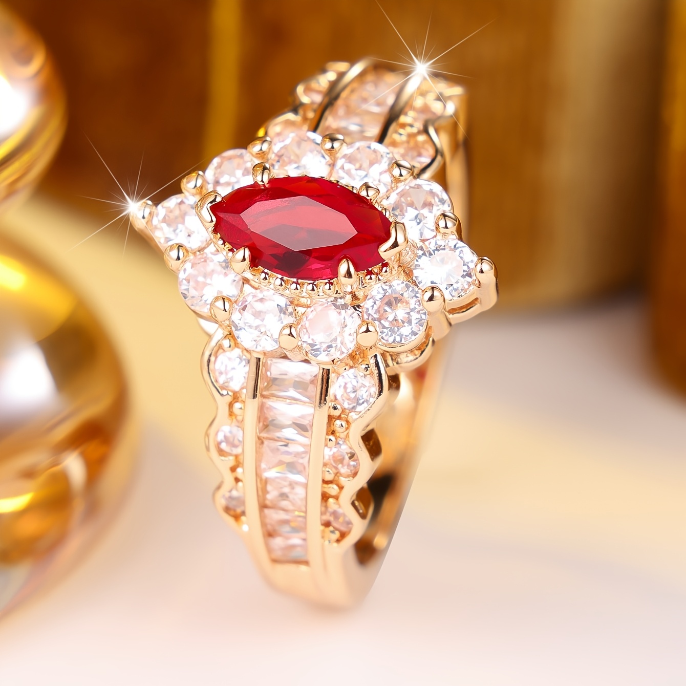 Women's Luxurious Cubic Zirconia Ring, Elegant Design