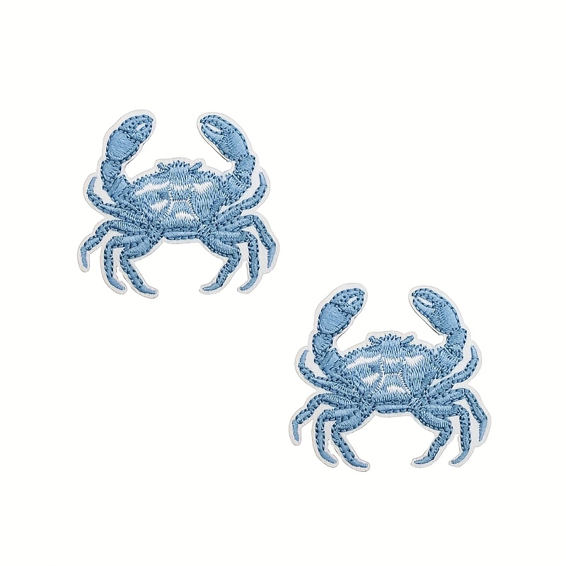 2pcs Patch, Crab Patches, Beach Patches, Beach Theme Hats, Beach Party, Summer Patches, Embroidered Patch For Jackets, T-shirts, Bags, Hats
