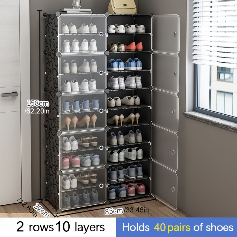 TEMU Scarpiera Facile in Plastica, Armadio per Scarpe Antipolvere, per Assemblaggio di Scarpiera in Camere da Letto, Hall, Soggiorni, Dormitori e