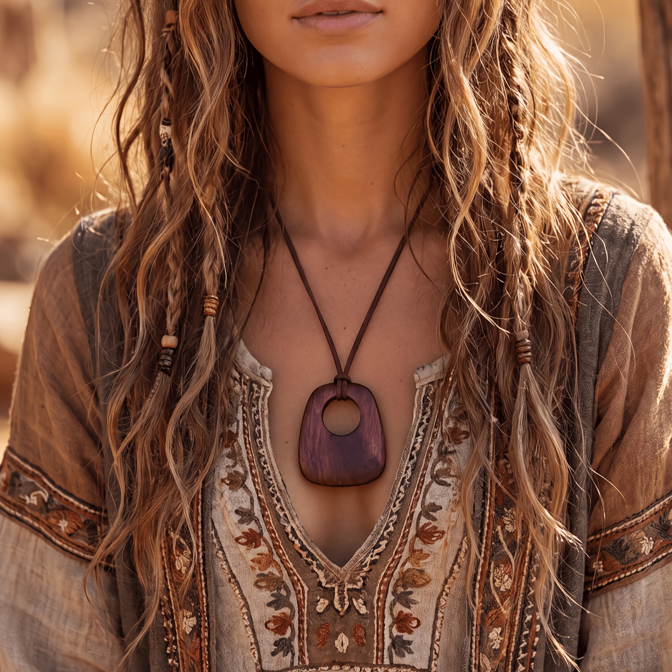 Western Cross-Border Bohemian Style Wooden Necklace