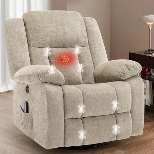 personal care massage chair rocking chair adult chair swivel recliner with massage and heating function rocking chair with side pockets and usb holiday gifts