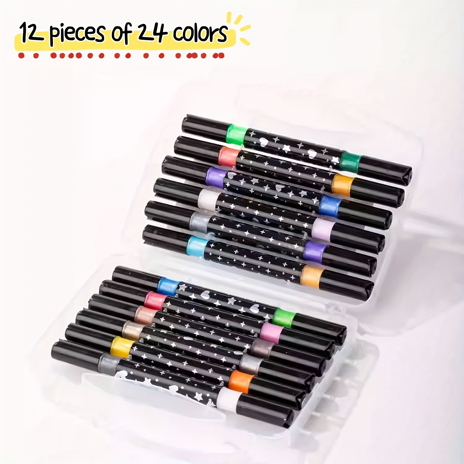 24 color glitter acrylic paint markers waterproof Temu United