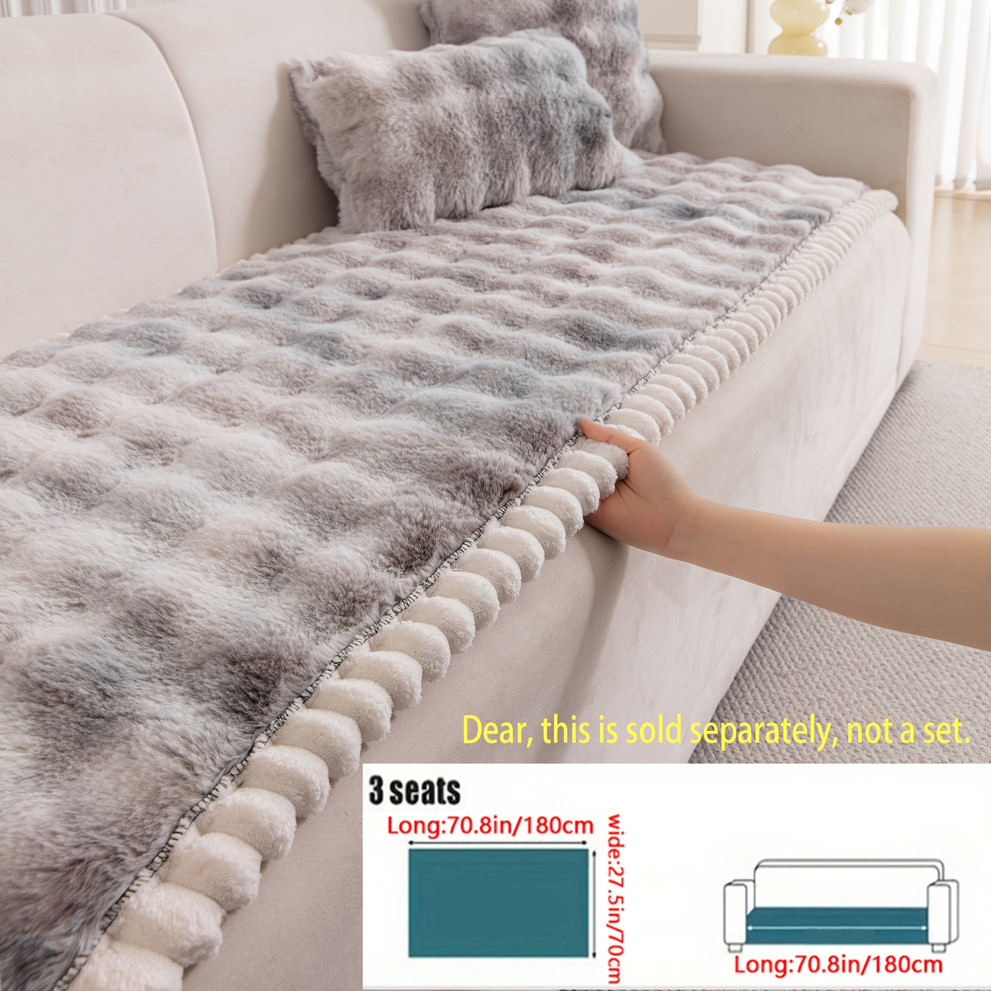TEMU 1 stuk verdikt konijnen-bankkussen, luxe fluwelen bankhoes antislip wasbare bankhoes meubelbeschermer voor woonkamer, geschikt voor woonkamer,